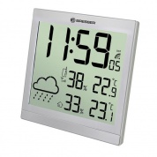Метеостанция (настенные часы) Bresser TemeoTrend JC LCD с радиоуправлением серебристый